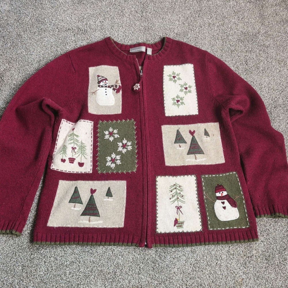 Croft & Barrow Snowman Patchwork Christmas Zip Ca… - image 1